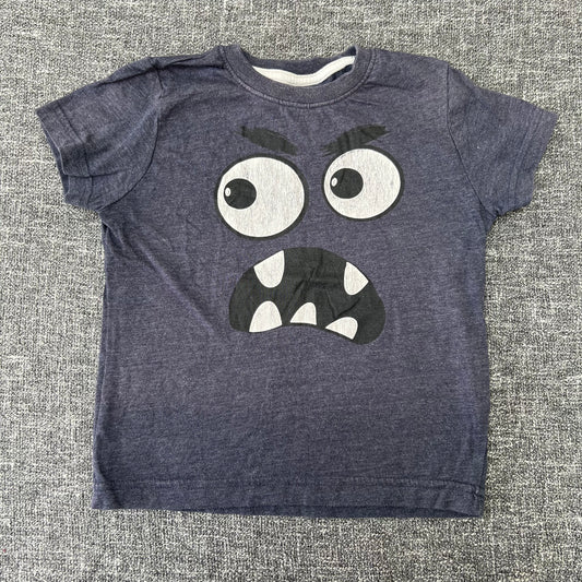 Boys 2-3 Year Blue Monster Face T-shirt (PIP)