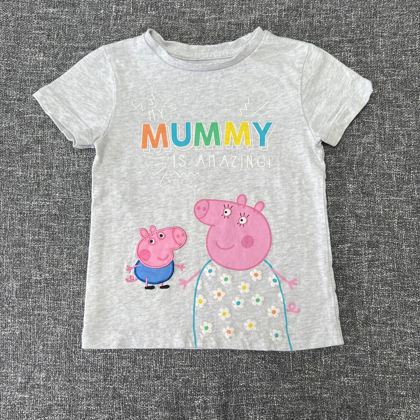 Boys 2-3 Year Grey George Pig "Mummy Is Amazing" T-shirt