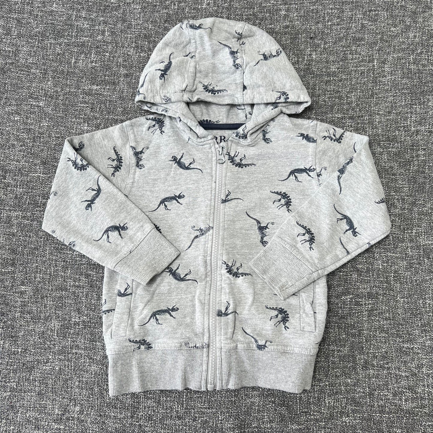 Boys 2-3 Year Grey Dinosaur Print Hoodie