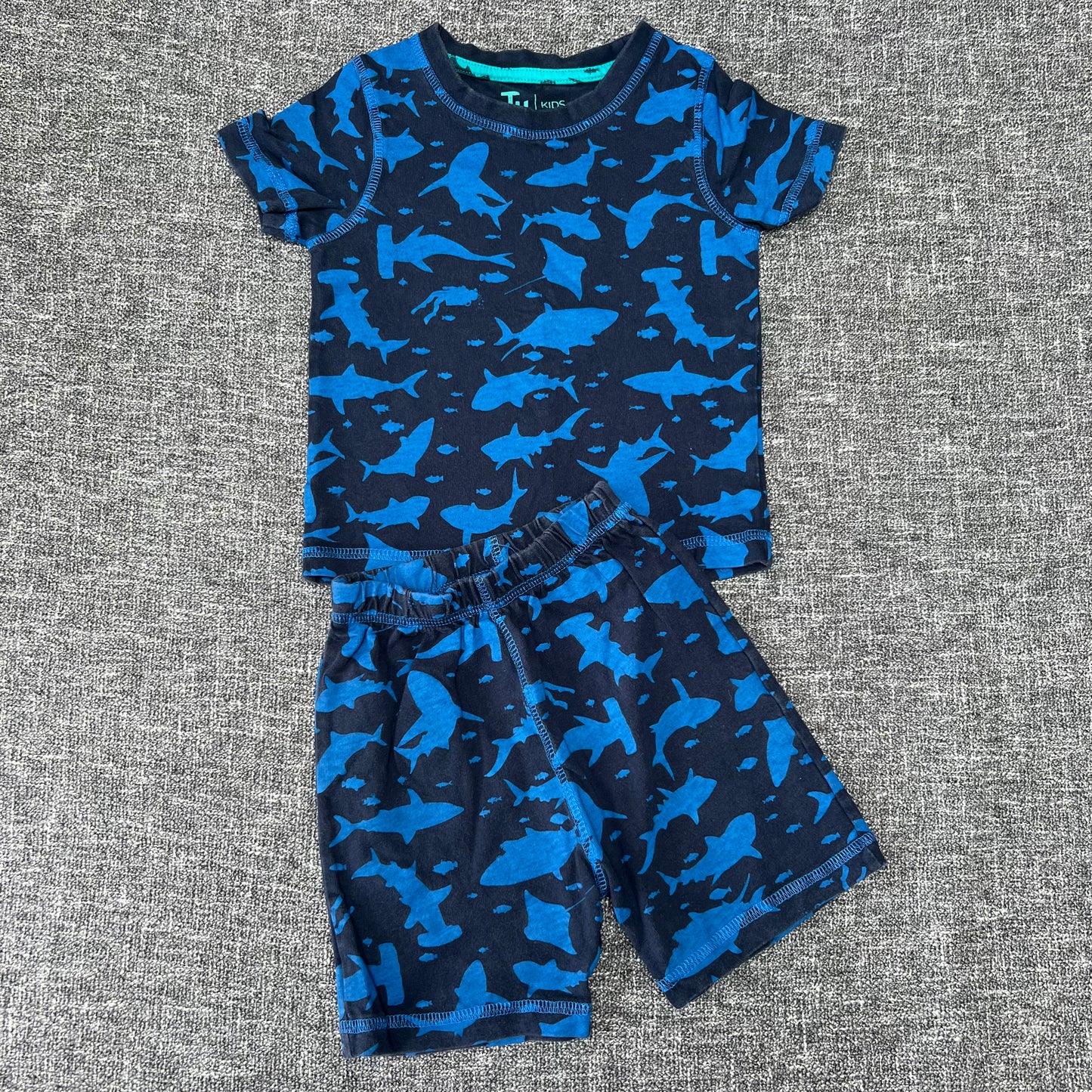 Boys 2-3 Year Blue Shark Print Summer Pjs