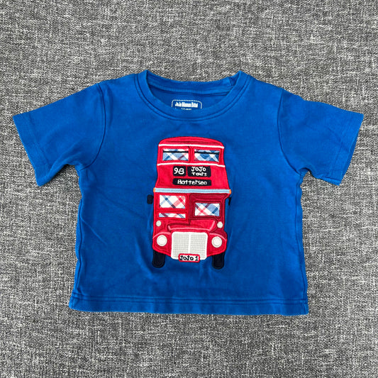 Boys 2-3 Year Blue T-shirt With Appliqué Red Bus