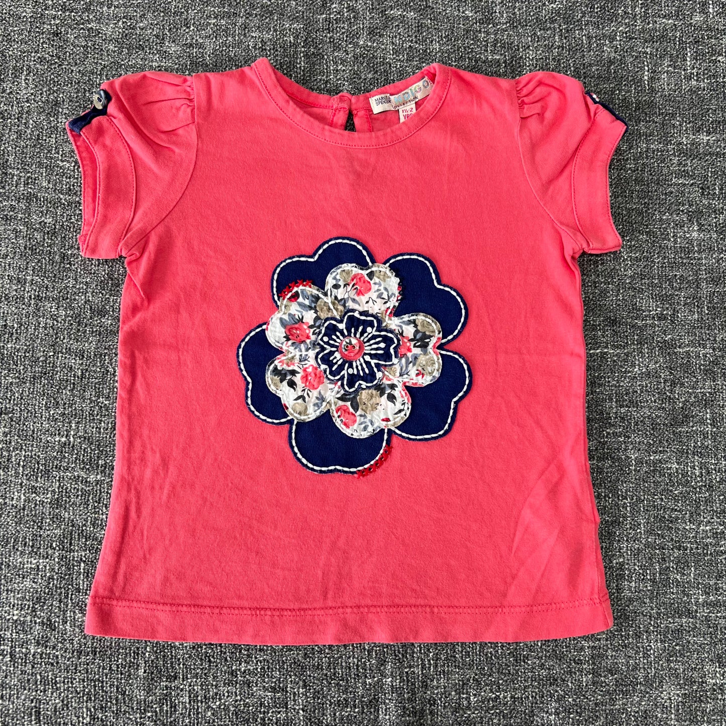 Girls 18-24 Month Pink T-Shirt With Appliqué Flower