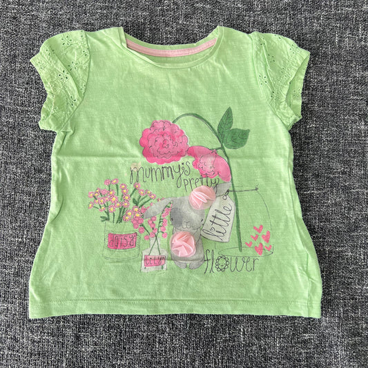 Girls 18-24 Month Lime Green & Pink Bunny T-shirt "Mummy's Pretty Little Flower"