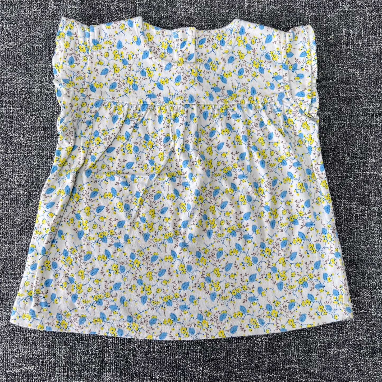 Girls 18-24 Month White, Blue & Yellow Floral Print T-shirt