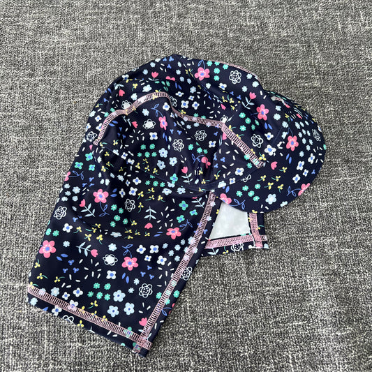 Girls 18-24 Month Navy Blue Floral Print Swim Sun Hat