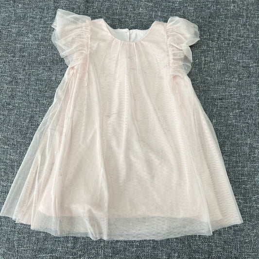 Girls 18-24 Month Light Pink Tule Dress With Silver Lines