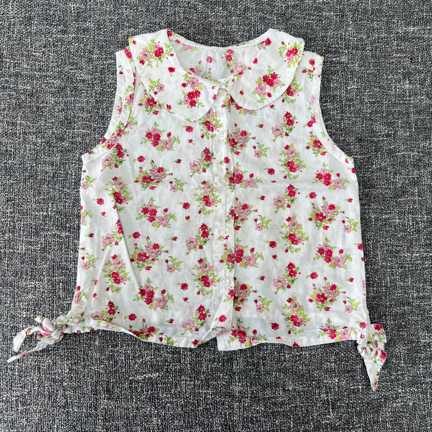 Girls 18-24 Month White Summer Tie Top With A Pink Floral Print