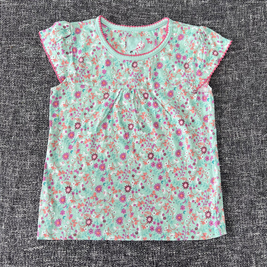 Girls 18-24 Month Green T-shirt With Purple Floral Pattern