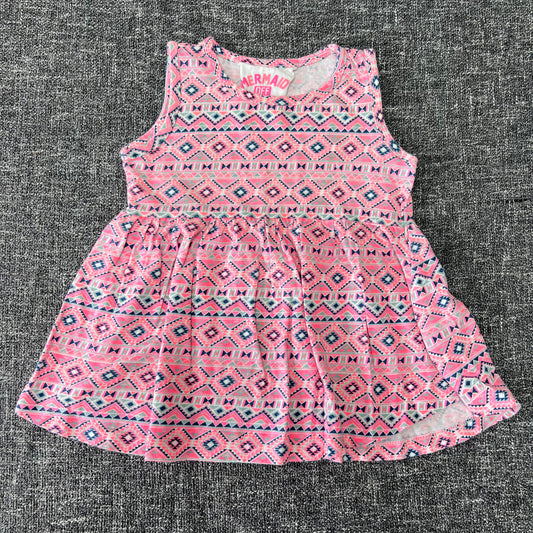 Girls 18-24 Month Pink & Blue Geometric Print Sleeveless T-shirt