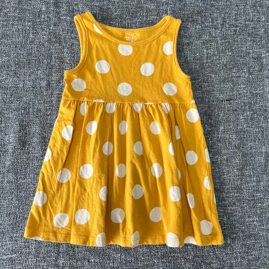 Girls 18-24 Month Yellow With White Spots Sleeveless Summer Dress