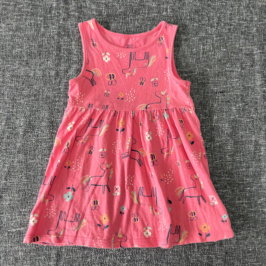 Girls 18-24 Month Pink Unicorn Print Sleeveless Summer Dress