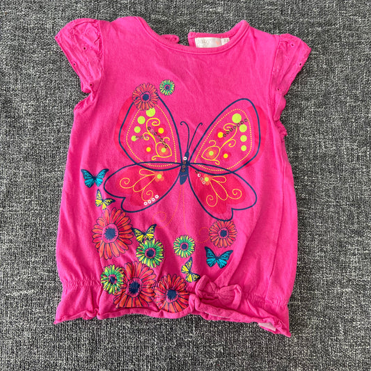 Girls 18-24 Month Pink Butterfly Sleeveless T-shirt