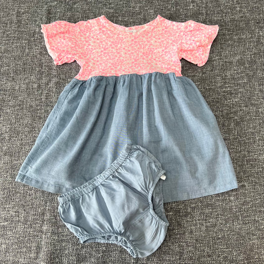 Girls 18-24 Month Denim Style Summer Dress & Matching Knickers