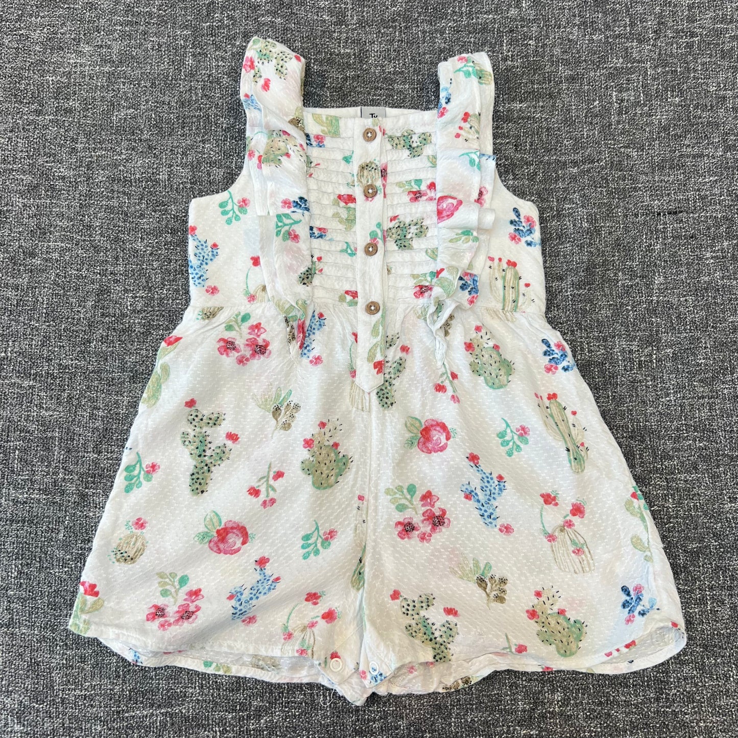 Girls 18-24 Month White Summer Jumpsuit With Floral Print