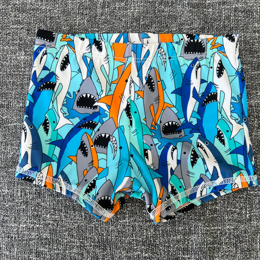 Boys 18-24 Month Blue & Turquoise Shark Swim Trunks