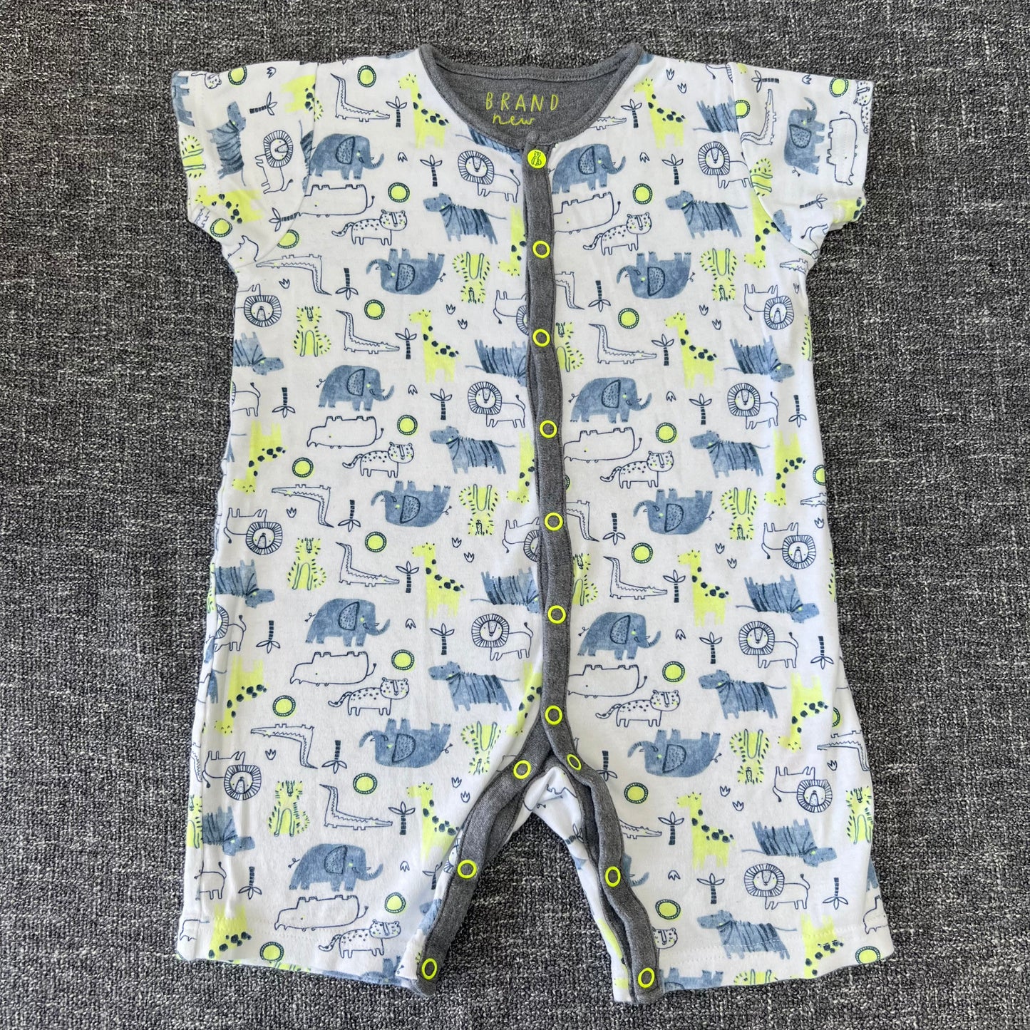 Boys 18-24 Month White Summer Romper With Animal Print