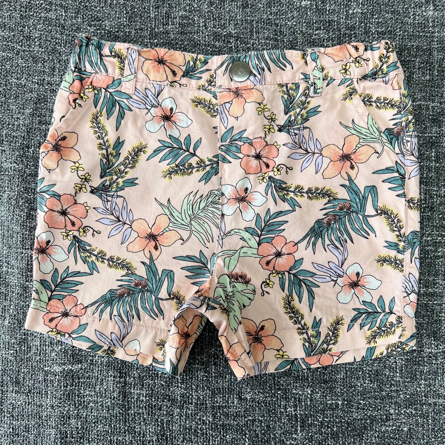 Boys 18-24 Month Peach Shorts With Tropical Flower Print