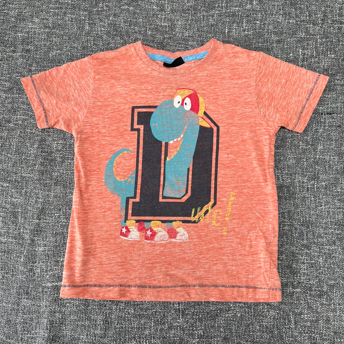 Boys 18-24 Month Orange Dinosaur "Dude" T-shirt