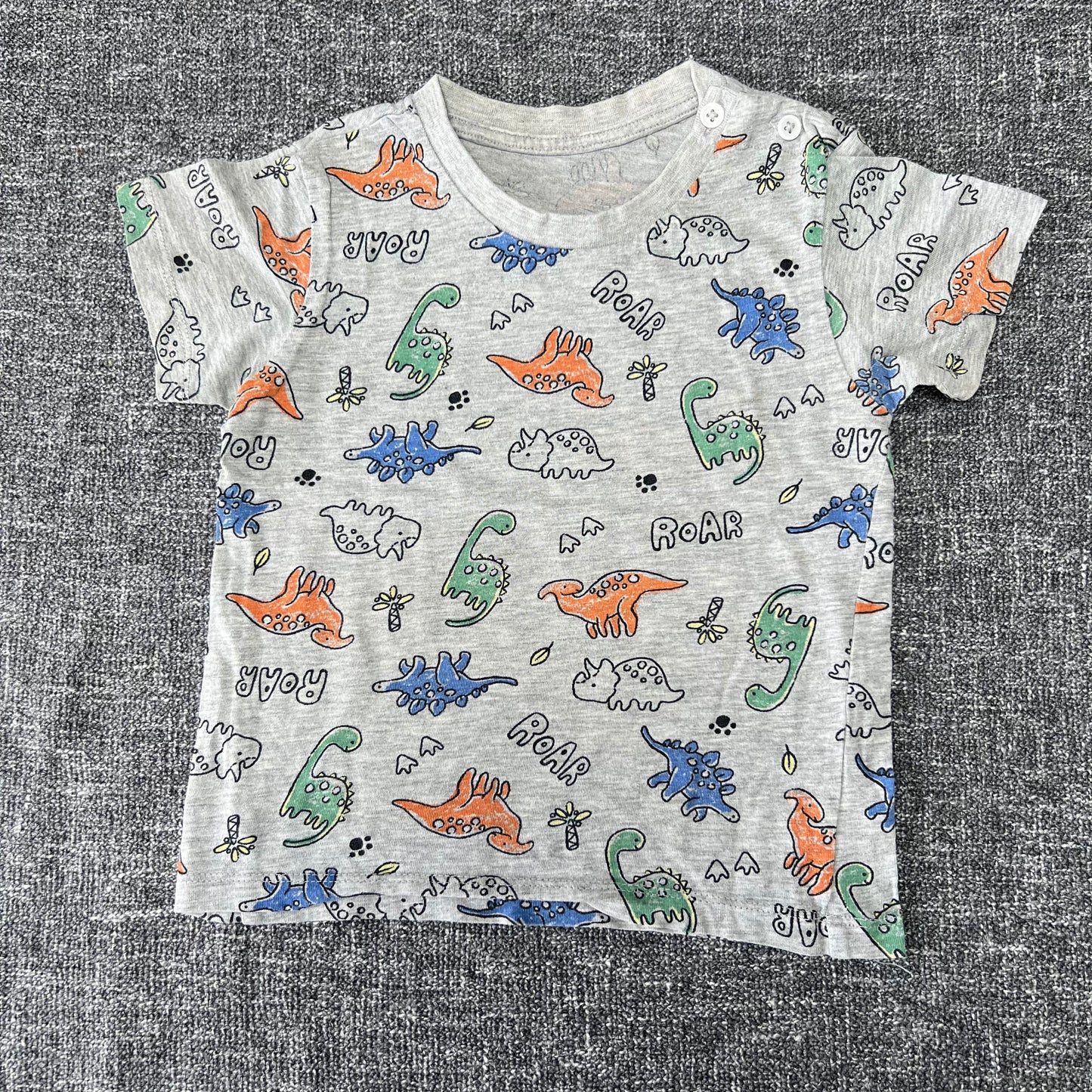 Boys 18-24 Month Grey Dinosaur Print T-shirt