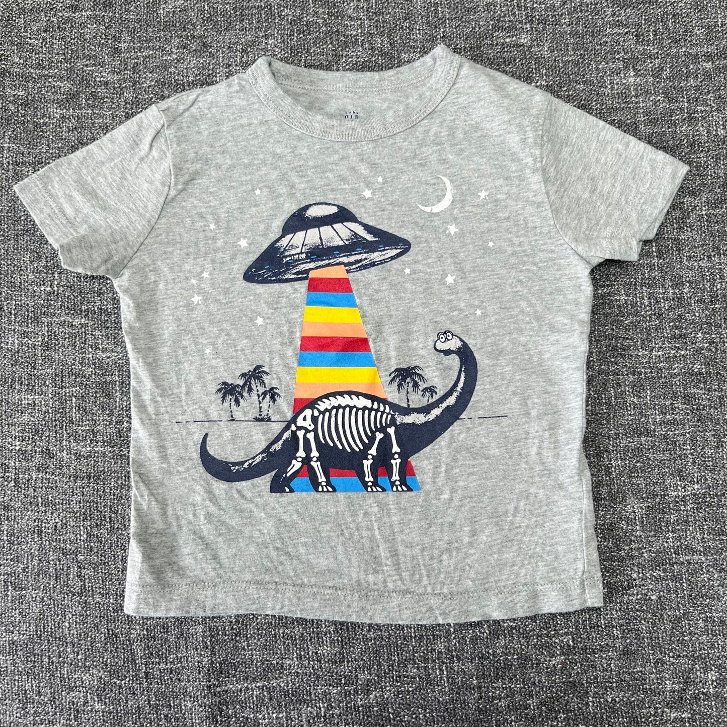 Boys 18-24 Month Grey Space Dinosaur T-shirt