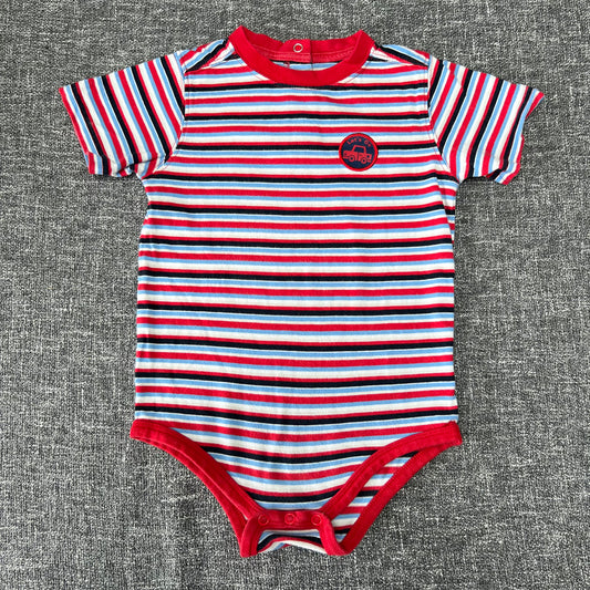 Boys 18-24 Month Red, White & Blue Striped Short Sleeved Bodysuit