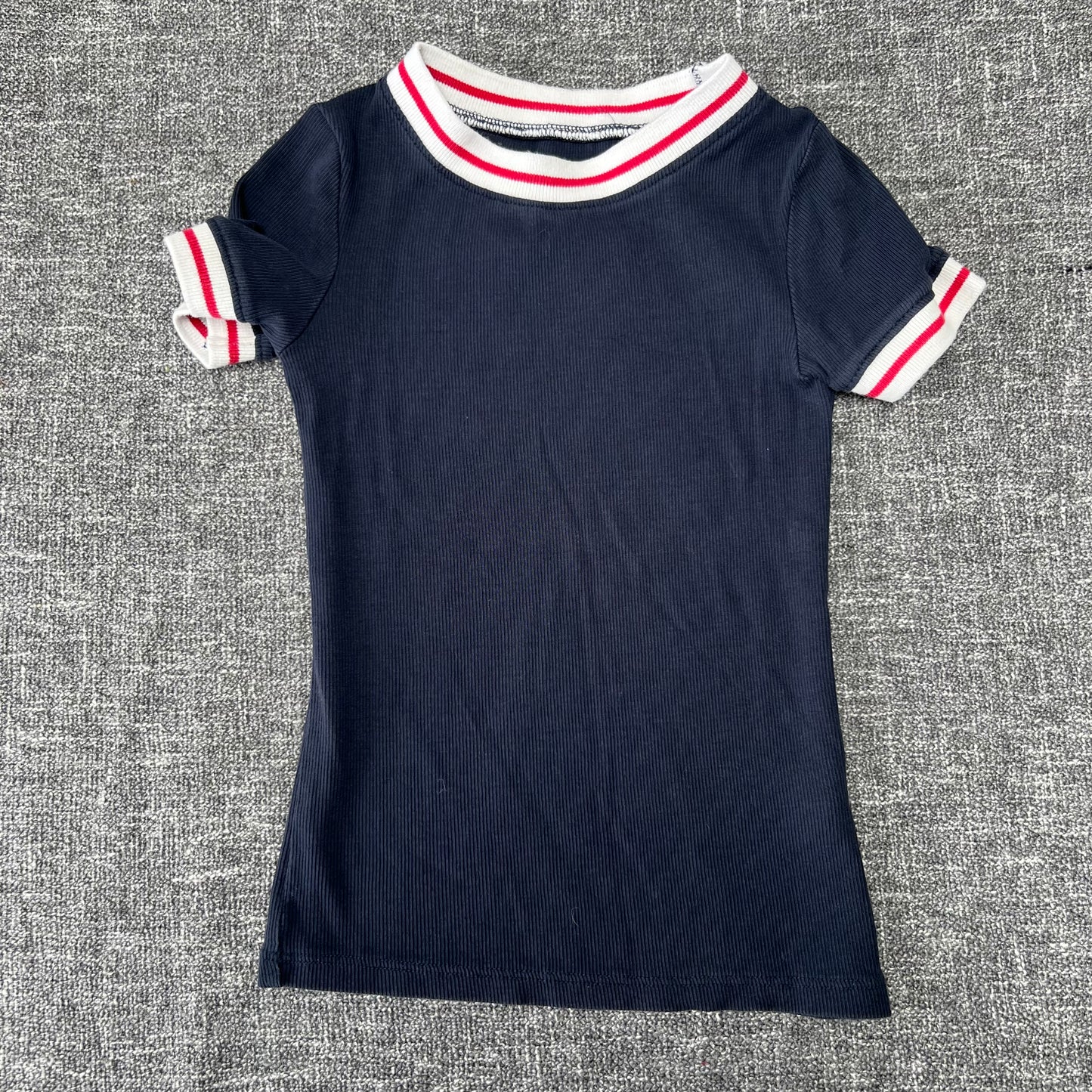 Boys 3-4 Year Navy Blue Ribbed T-shirt