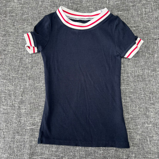 Boys 3-4 Year Navy Blue Ribbed T-shirt