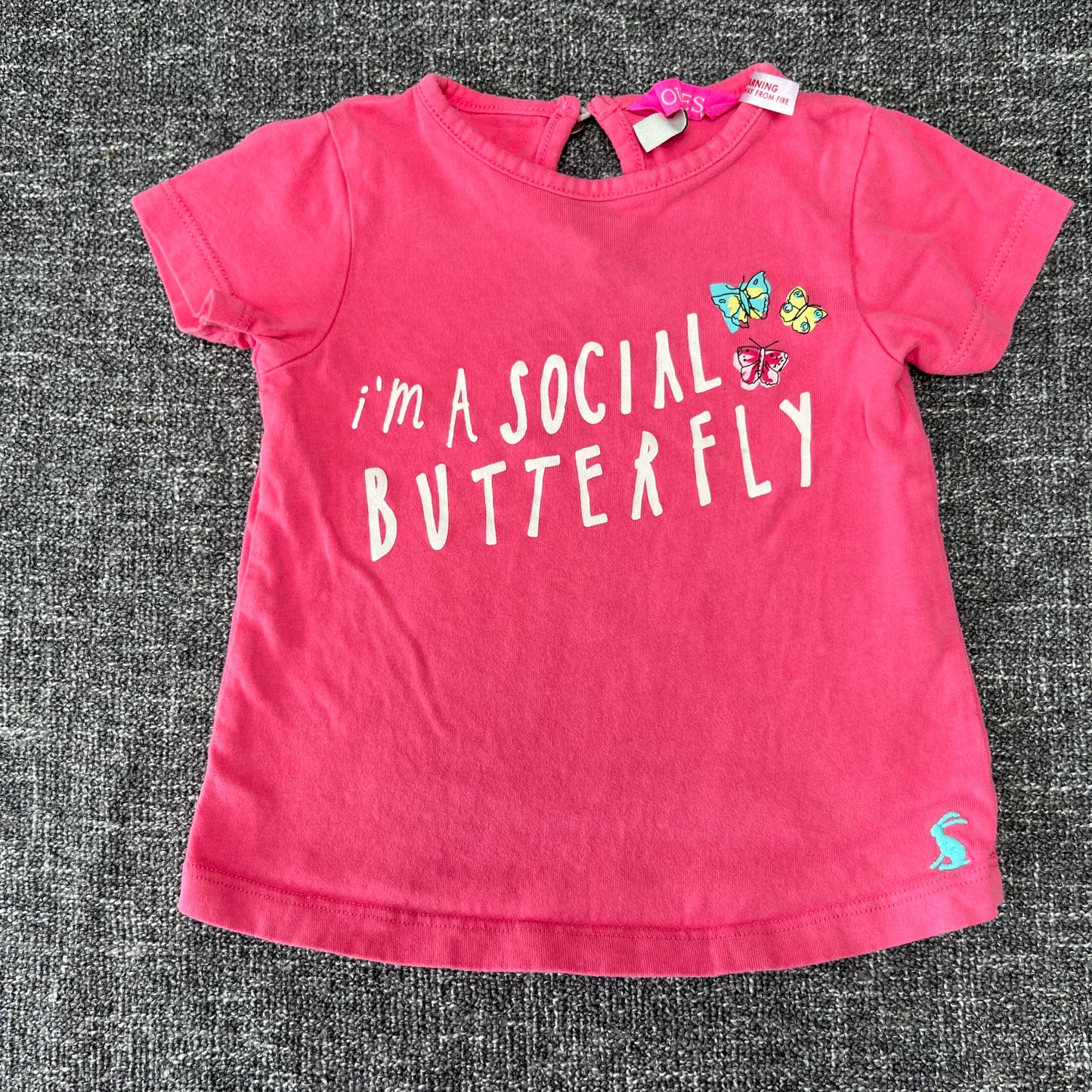 Girls 3-6 Month Pink "I Am A Social Butterfly" T-shirt (PIP)