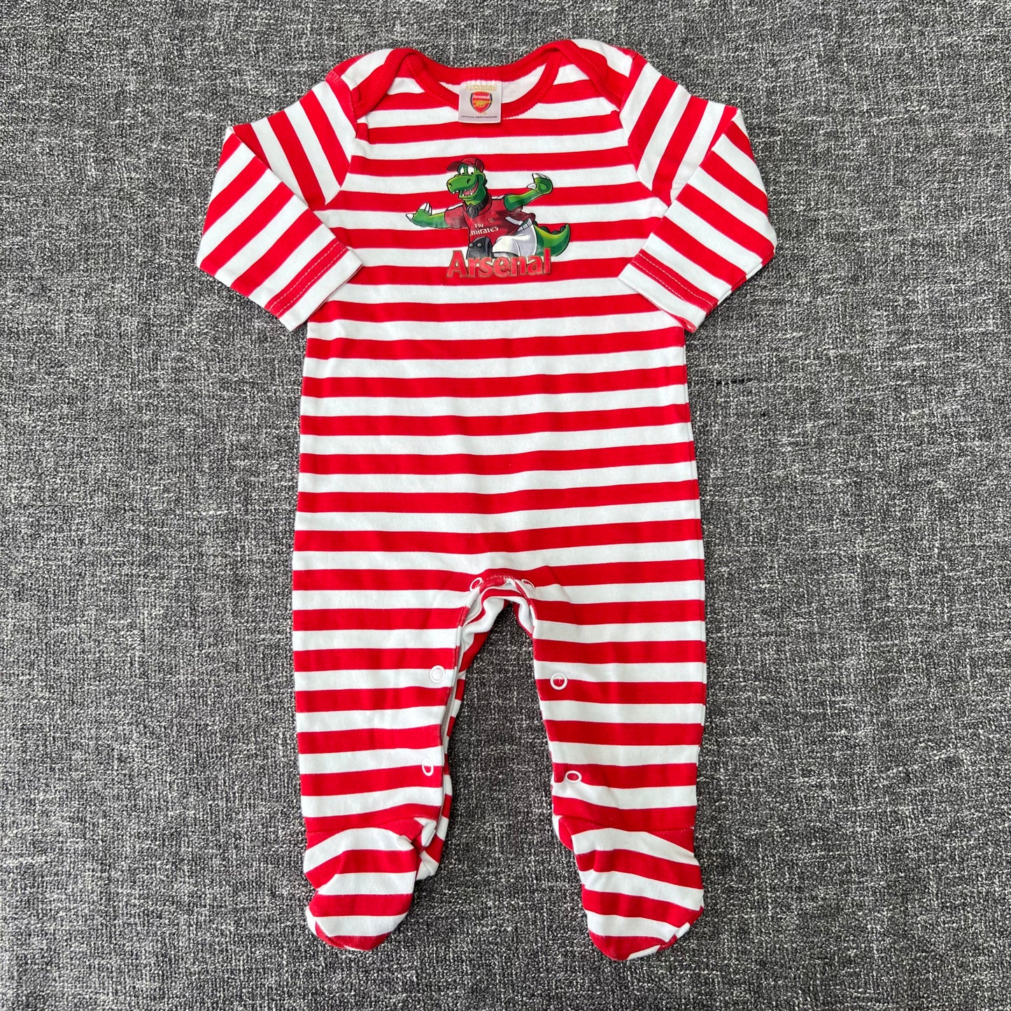 Boys 0-3 Month Red & White Striped "Arsenal" Football Sleepsuit