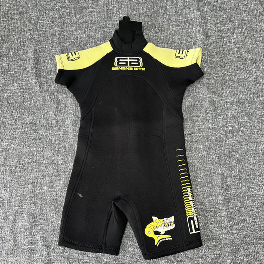 Boys / Girls Size 0 Yellow & Black Shortie Wetsuit (O)