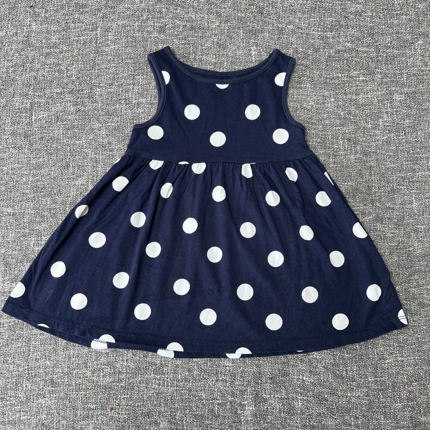 Girls 12-18 Month Blue Jersey Summer Dress With White Spots