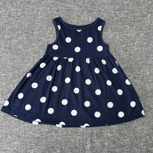 Girls 12-18 Month Blue Jersey Summer Dress With White Spots