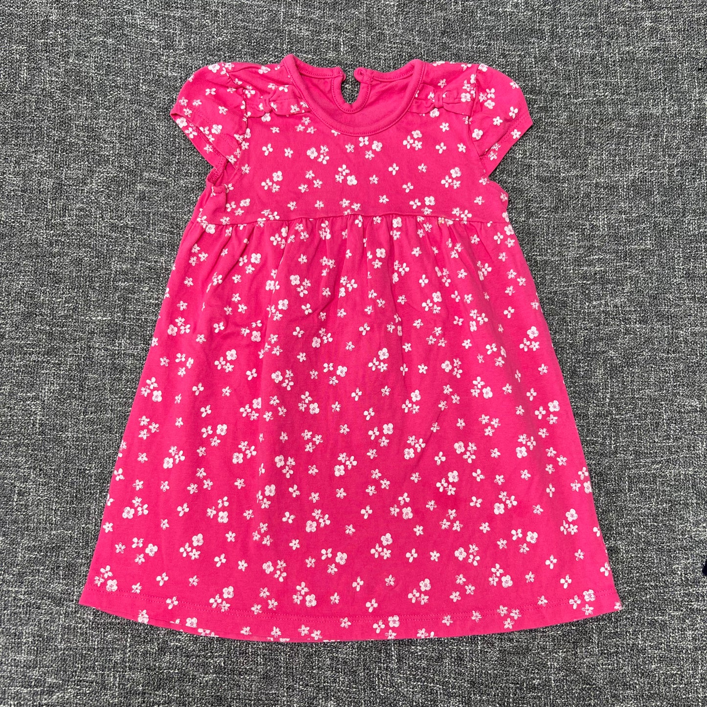 Girls 12-18 Month Pink Jersey Summer Dress With A White Floral Print