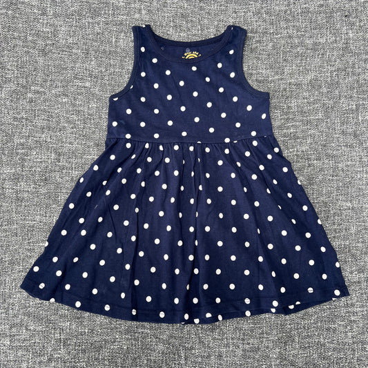 Girls 12-18 Month Blue Jersey Summer Dress With White Spots