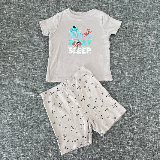 Boys 12-18 Month Grey Marvel "Heroes Don't Sleep" Summer Pjs