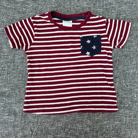 Boys 12-18 Month Burgundy Red & White Striped T-shirt