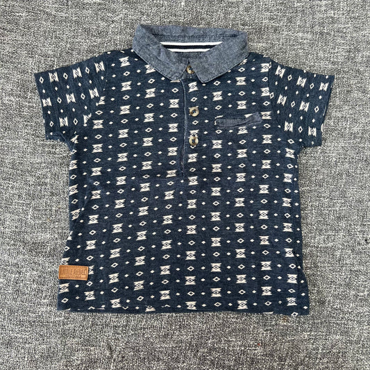 Boys 12-18n Month Blue Patterned Polo Shirt