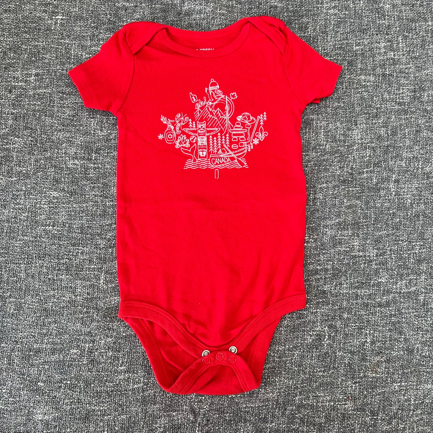 Boys 12-18 Month Red "Canada" Short Sleeved Bodysuit