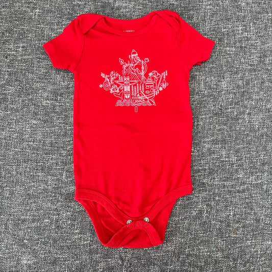 Boys 12-18 Month Red "Canada" Short Sleeved Bodysuit