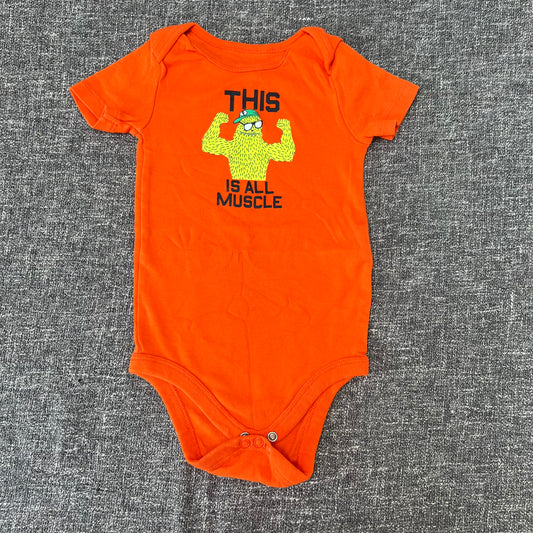 Boys 12-18 Month Orange "This Is All Muscle" Short Sleeved Bodysuit