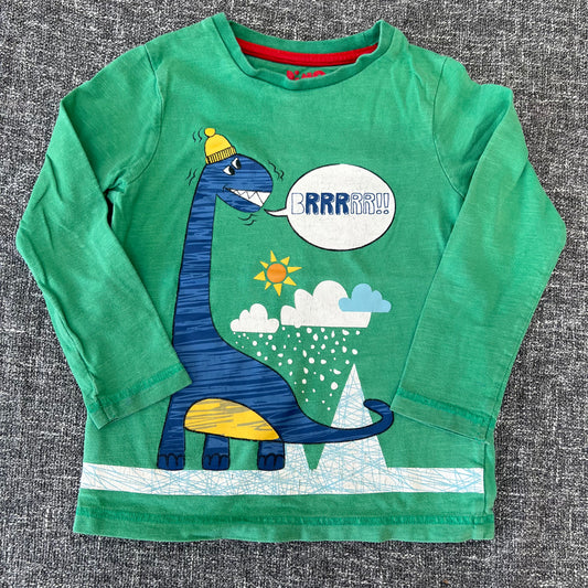 Boys 2-3 Year Green Dinosaur "Brrrrrrr!!" Long Sleeved Top