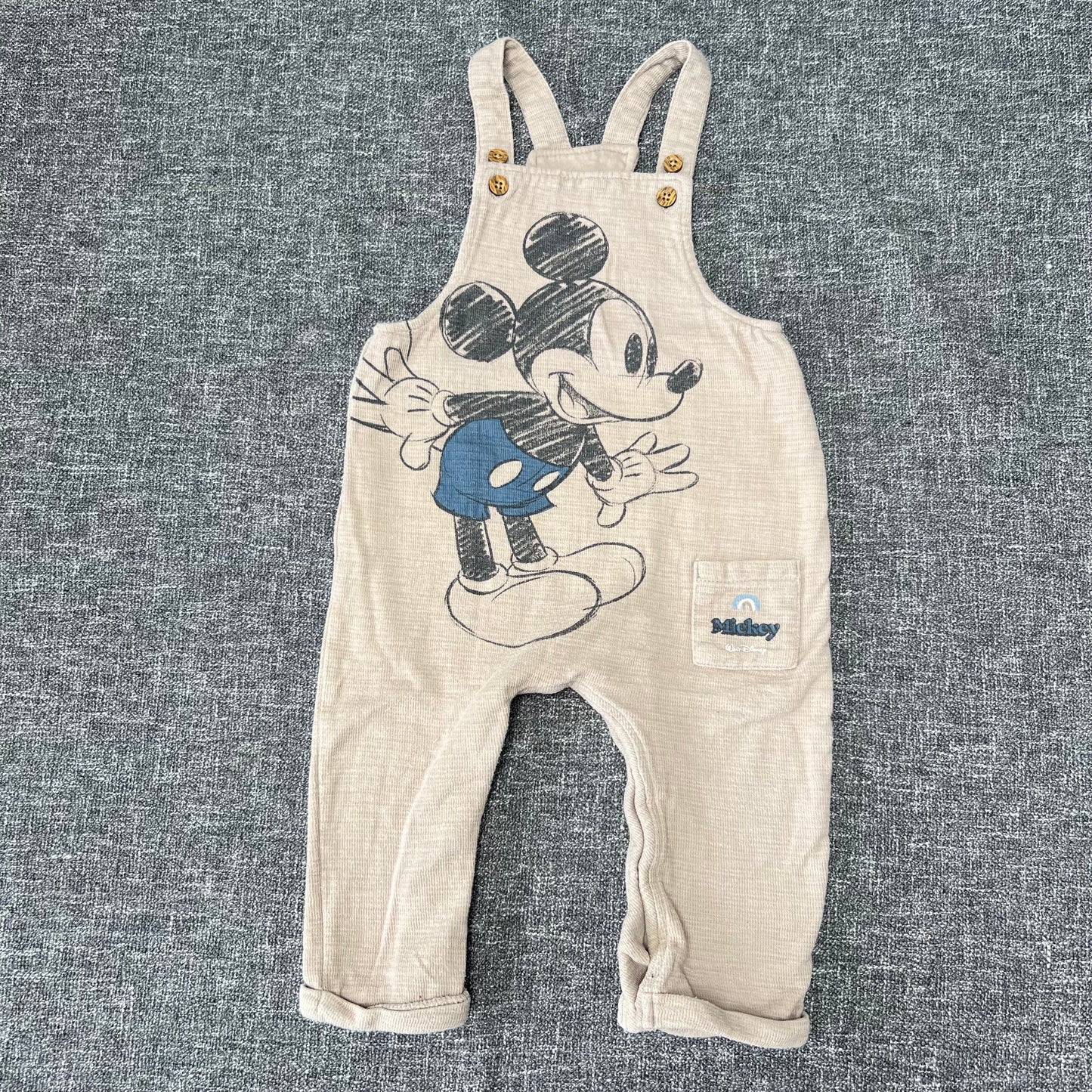 Boys 12-18 Month Beige Disney Mickey Mouse Dungarees