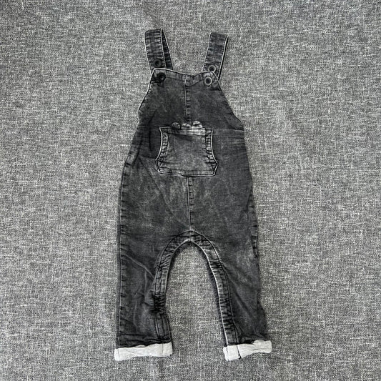 Boys 12-18 Month Black Soft Denim Style Dungarees