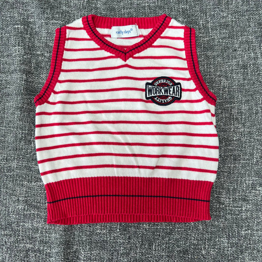 Boys 12-18 Month Red & White Striped Cotton Tank Top