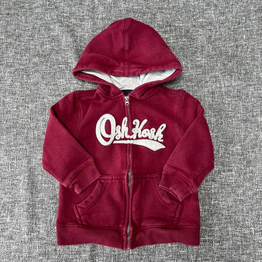 Boys 12-18 Month Burgundy Red "OshKosh" Zip Front Hoodie