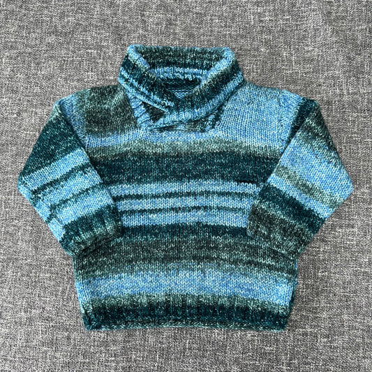 Boys 12-18 Month Hand Knitted Blue Jumper