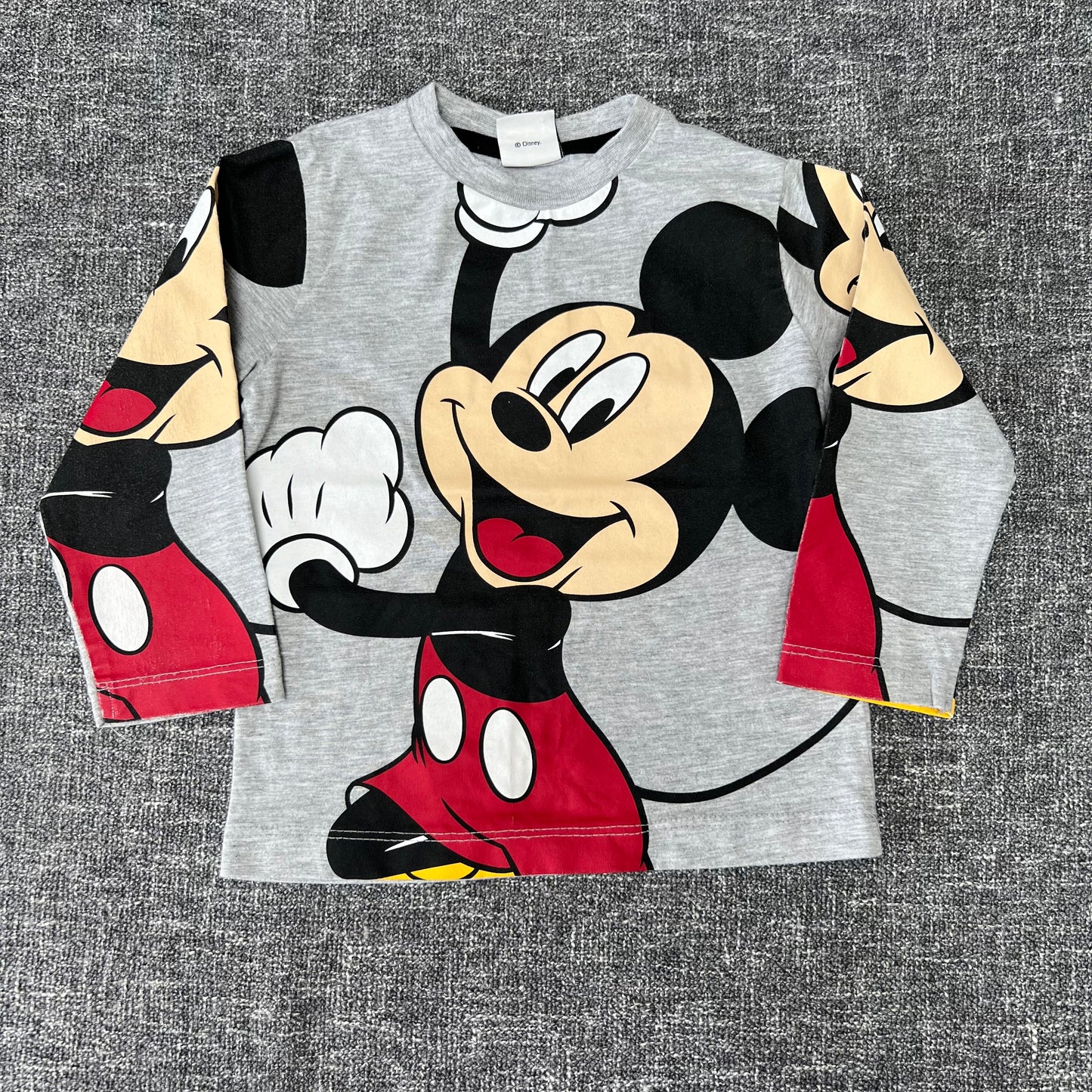 Boys 12-18 Month Grey Long Sleeved Top With Disney Mickey Mouse