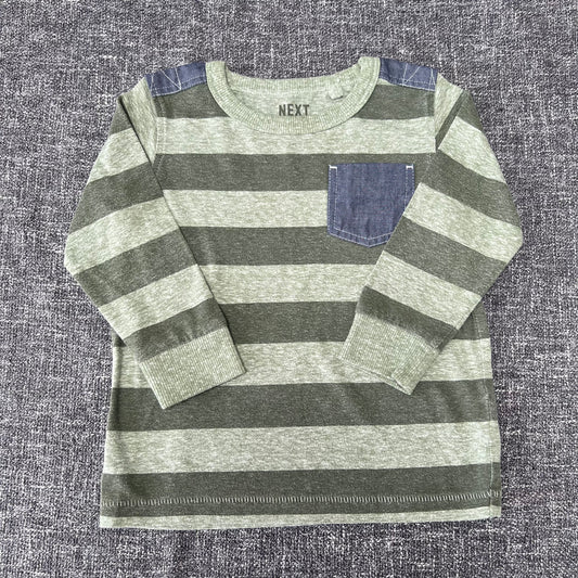 Boys 12-18 Month Green Striped Long Sleeved Top