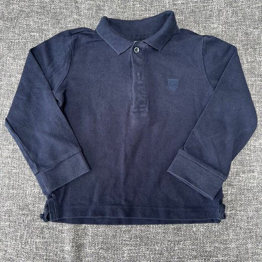 Boys 18-24 Month Plain Blue Long Sleeved Polo Neck Shirt