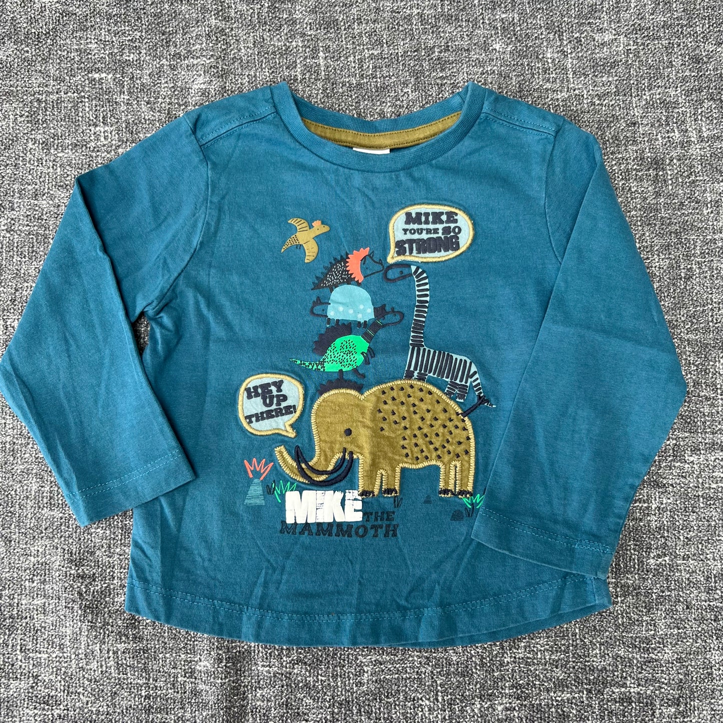 Boys 12-18 Month Blue Long Sleeved "Mike The Mammoth" Top (PIP)